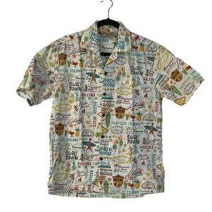 Vintage E&K Fashion Hawaiian Island Top Size Medium USA Made Casual Button Down
